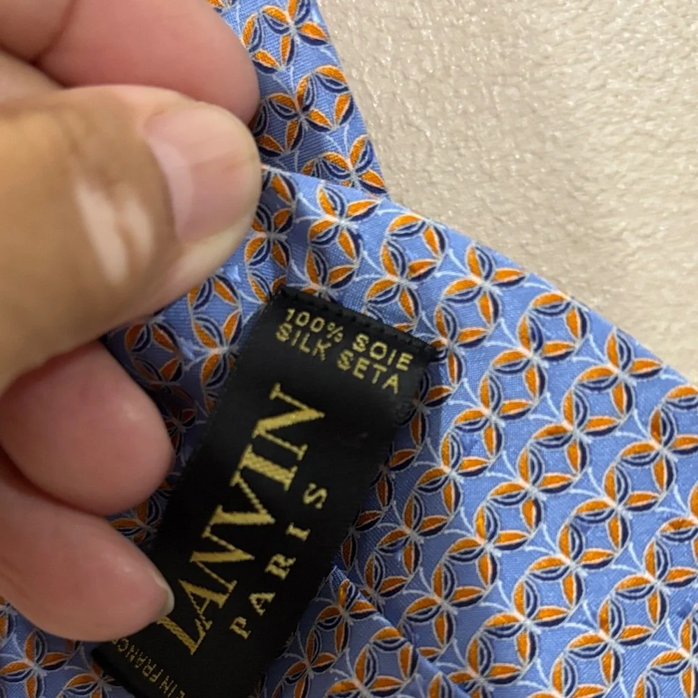 lanvin Paris Blue Geometric Men's Tie